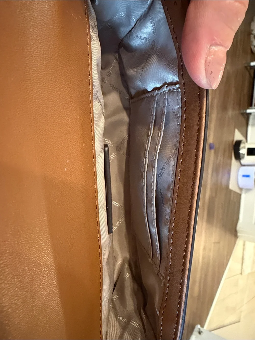 Michael Kors Brown Leather Crossbody with Cream Strap